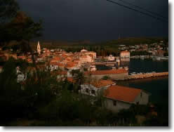 View from the balcony over Jelsa at night
